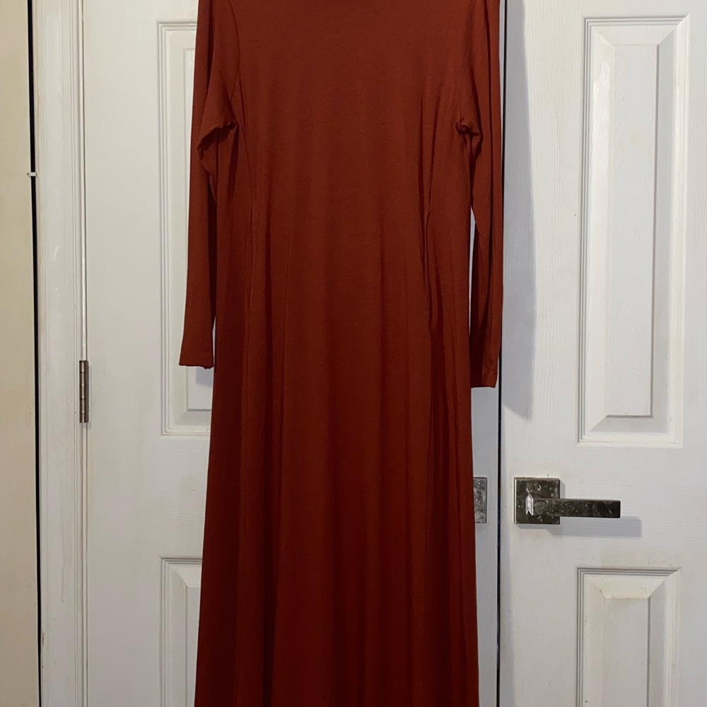 Soft Surroundings Peruvian Long Sleeve Dress in Deep Rust